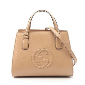 Gucci Handbag Soho Interlocking G 607722 Beige Leather Soho Interlocking G 2way